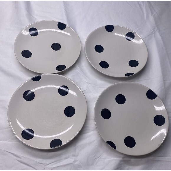 kate spade new york Other - Kate Spade New York Deco Polka Dot 4 Piece Appetizer Mini Plate Set Black White